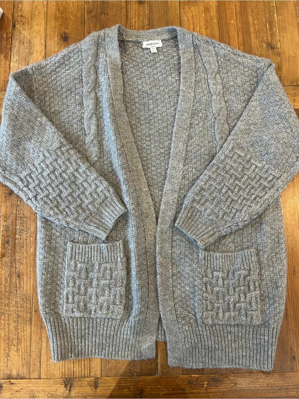 Hudson North Gray Cable-Knit Open Front Women's Cardigan